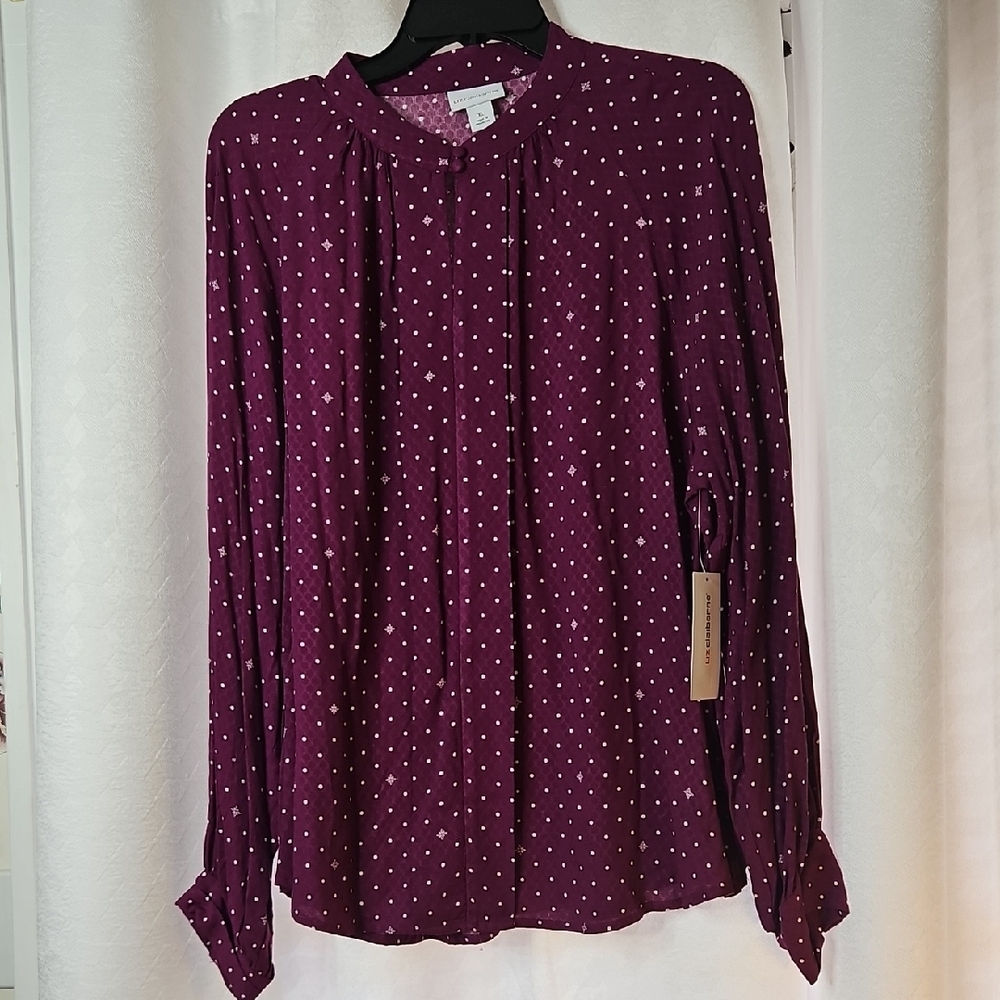 Women's Maroon Polka Dot Blouse